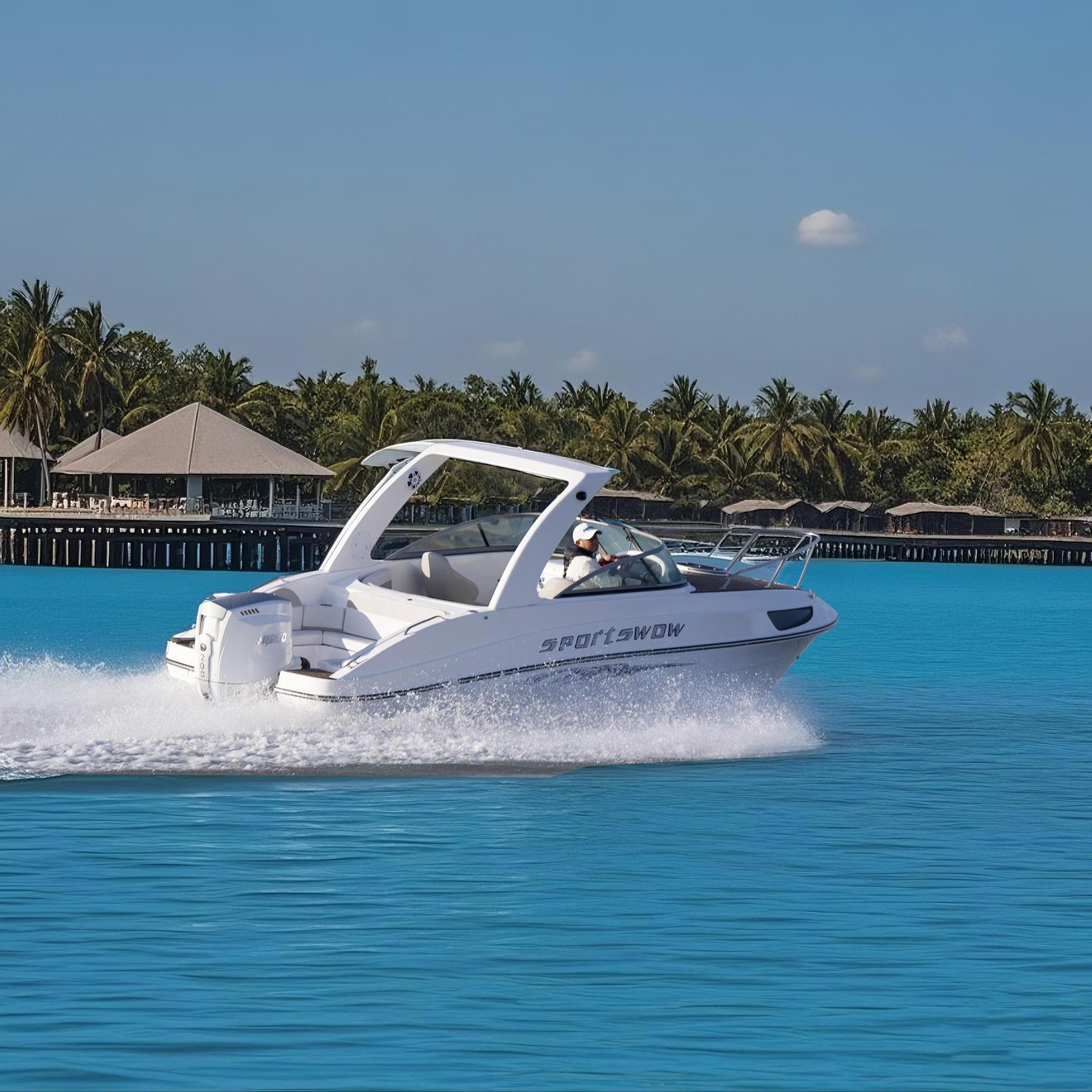 7.3m Fiberglass Mini Yacht 24ft Leisure Fishing Boat Wakeboarding Speed Boating Leisure Water Sport