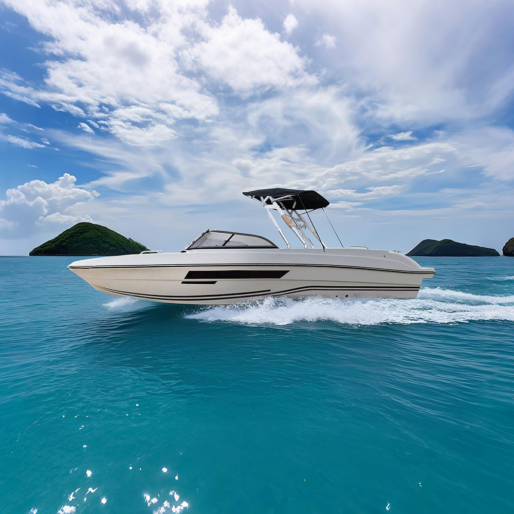 24ft Luxury Speed Boat Fishing Outboard Engine Fibergalss Customized Design